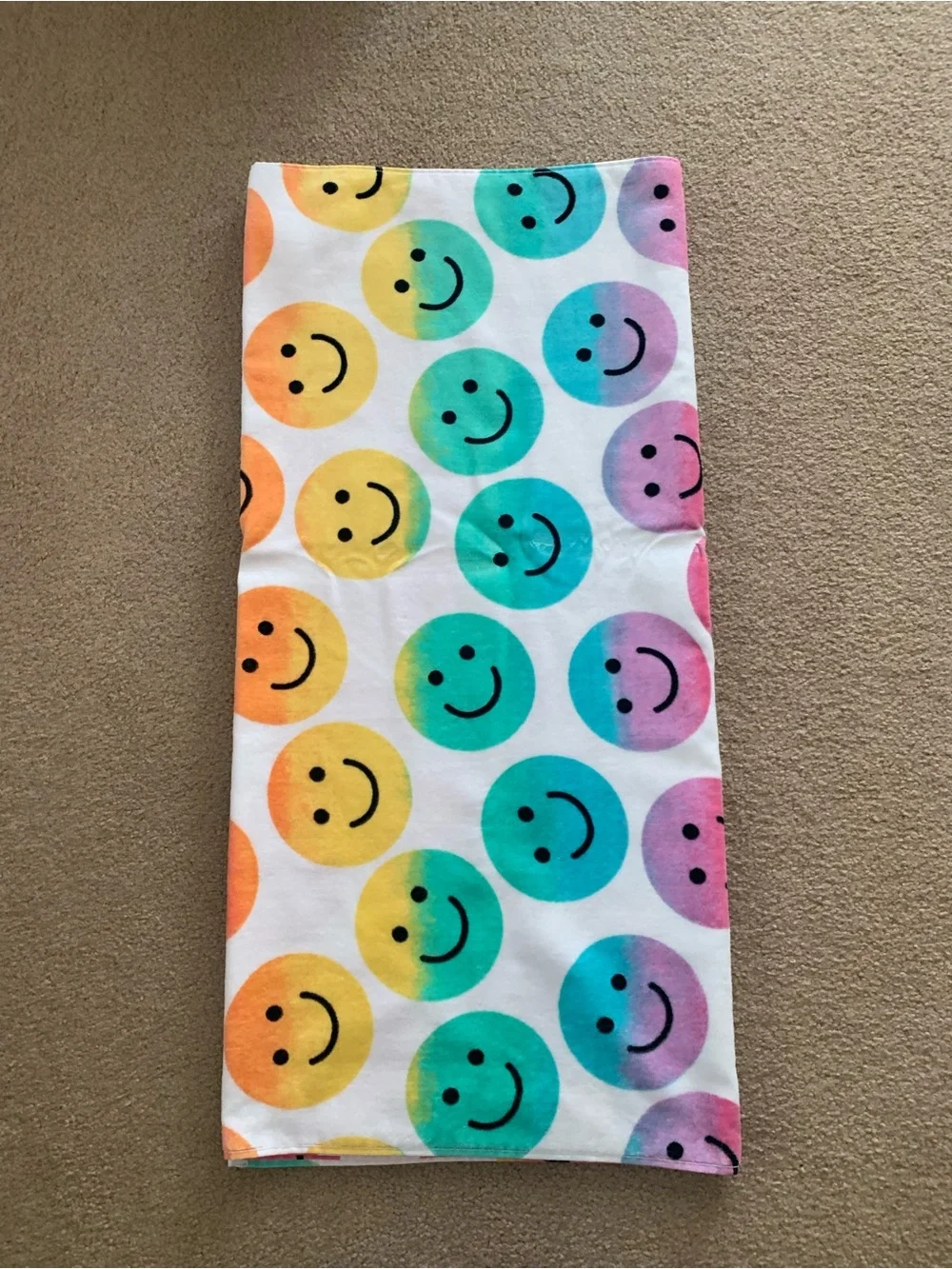 Rainbow Smiley Face Beach Towel